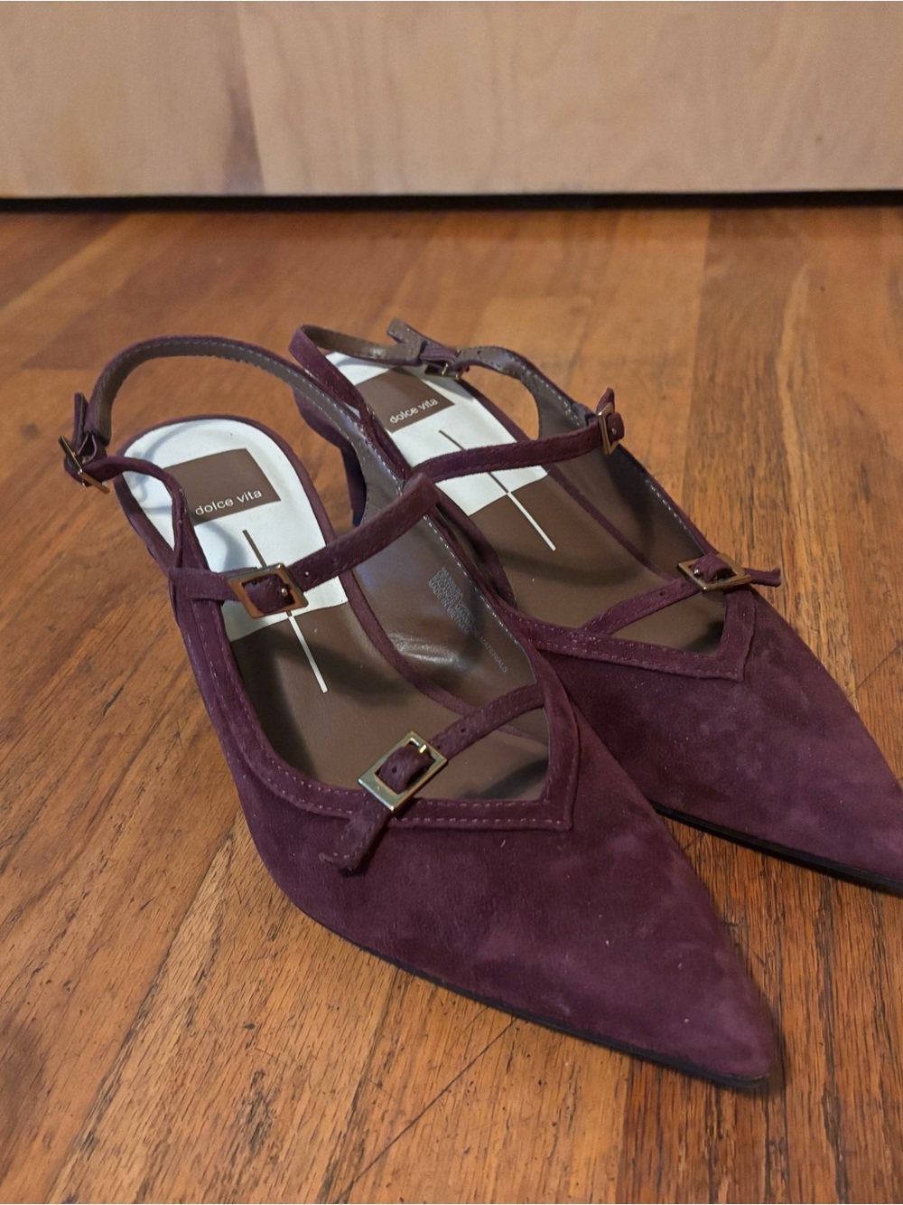 Dolce Vita Women's Burgundy Suede Pointed Slingback Mules